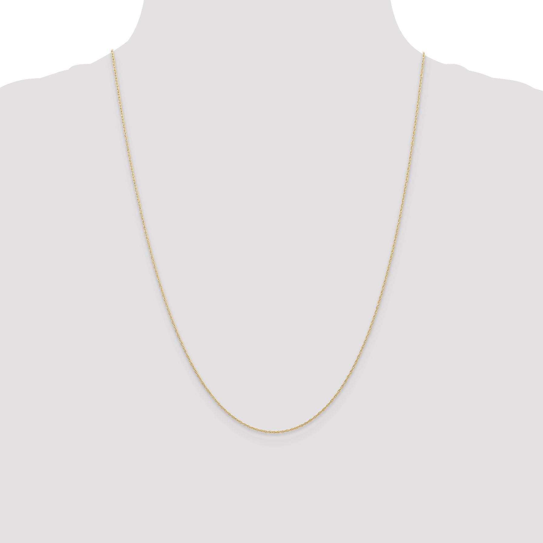 24 Inch 10K Yellow Gold .6 mm Carded Cable Rope Chain Necklace