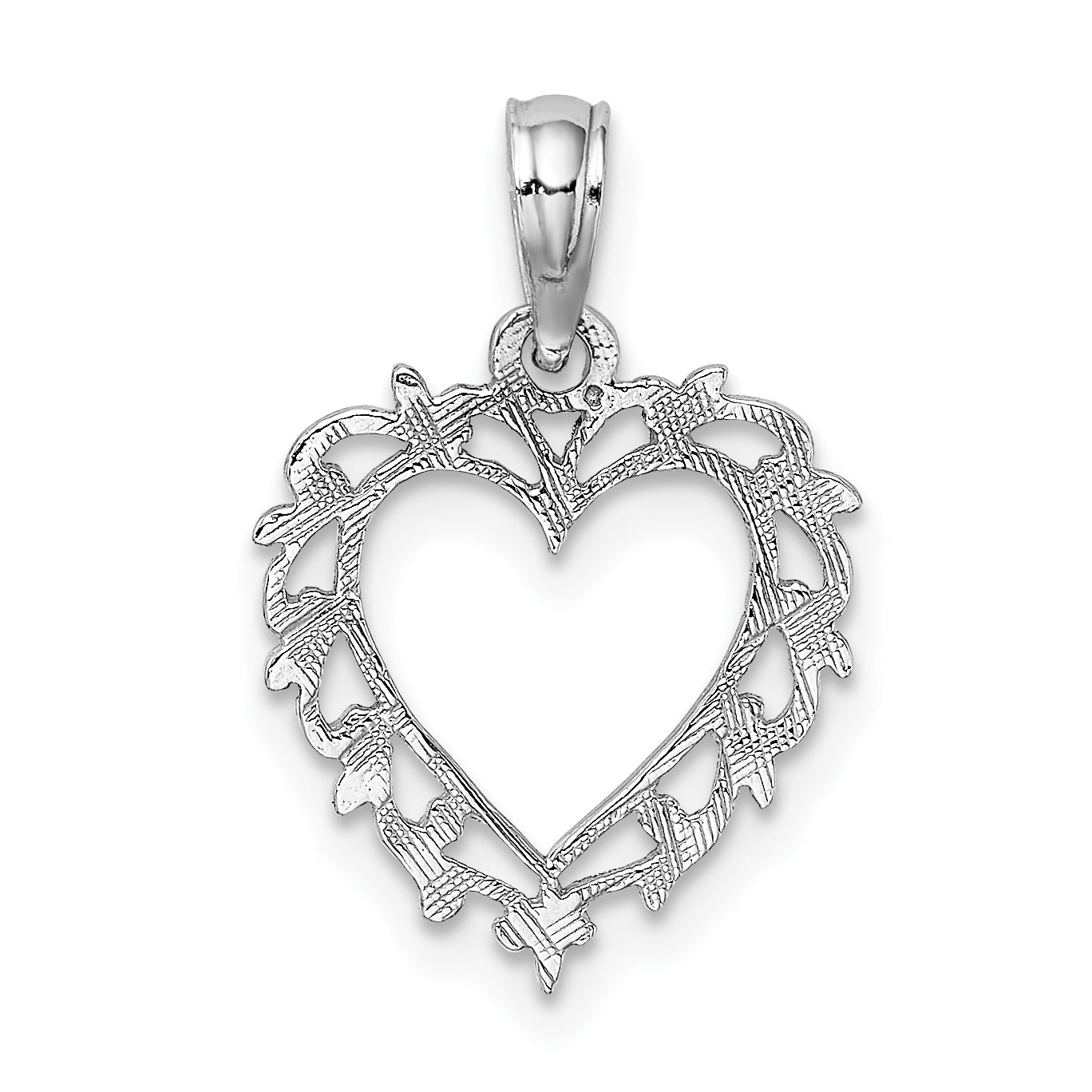 10K White Gold 10K Heart W/ Lace Trim Charm