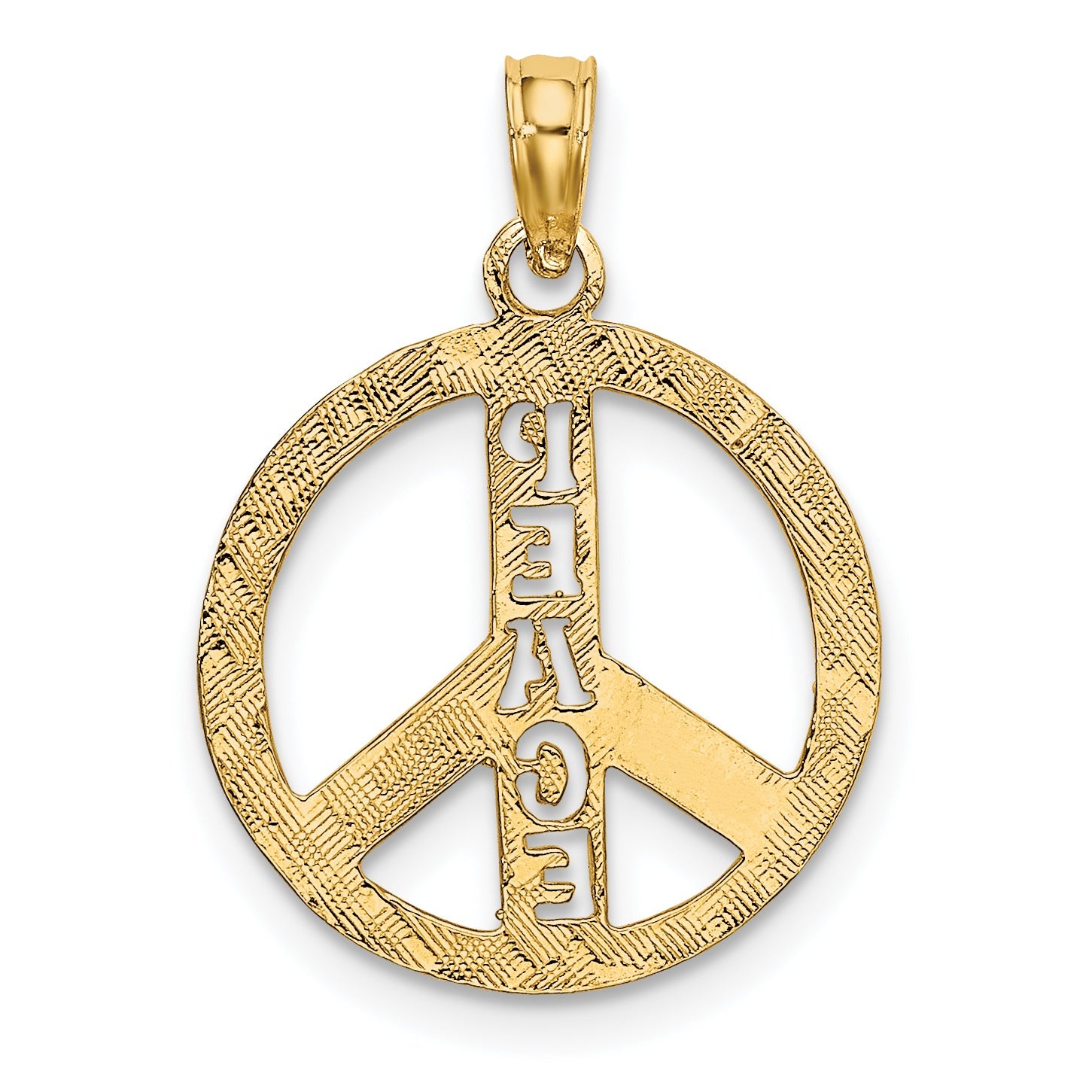 10K Yellow Gold 10K Flat Textured Peace Sign Charm