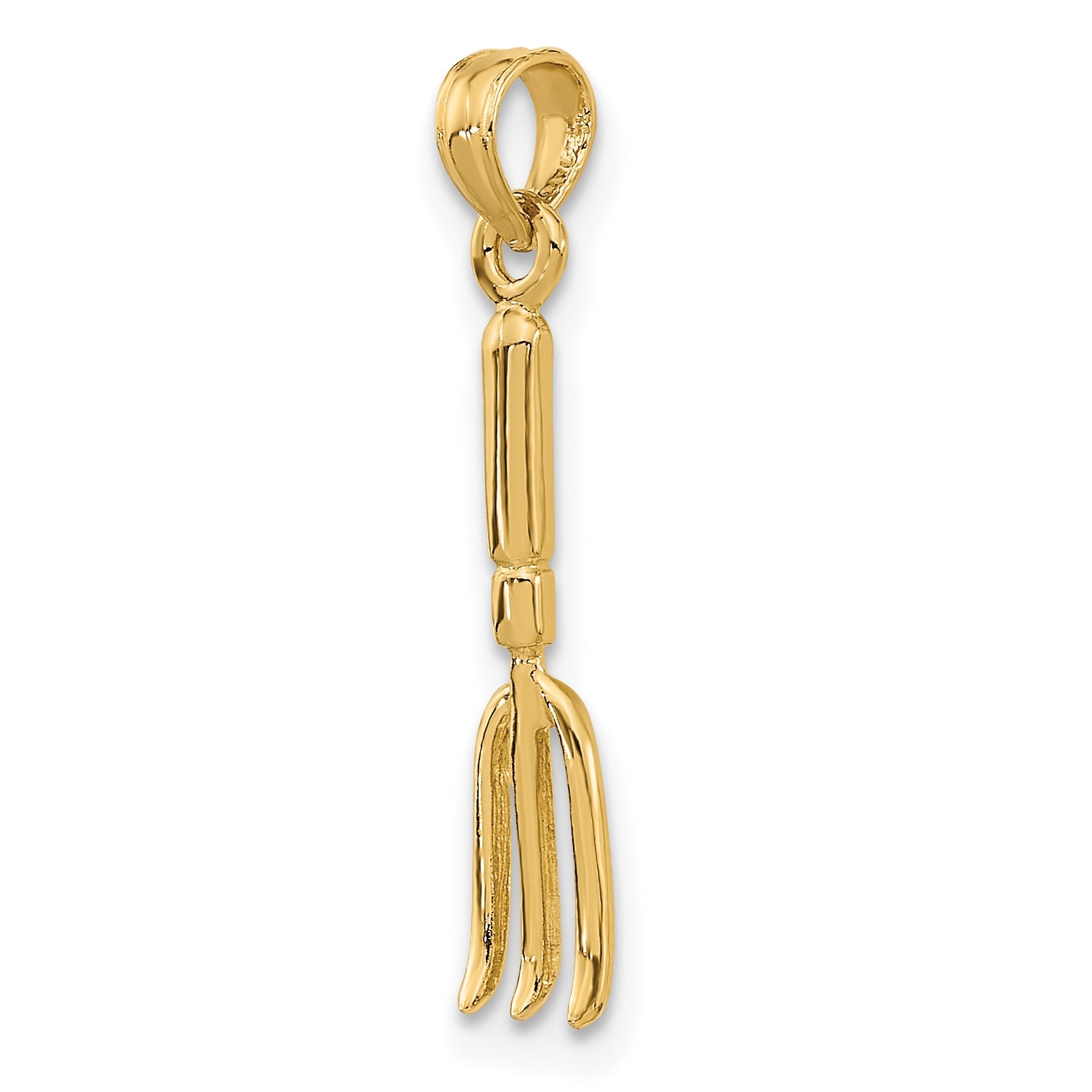 10K Yellow Gold 10K 3-D Fork Garden Tool Charm