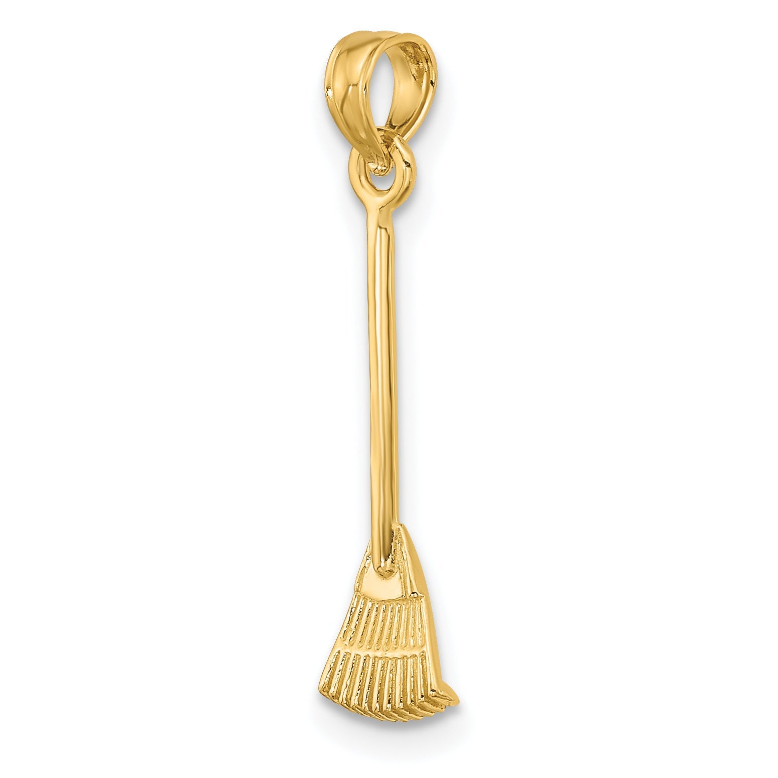 10K Yellow Gold 10K 3-D Leaf Rake Garden Tool Charm