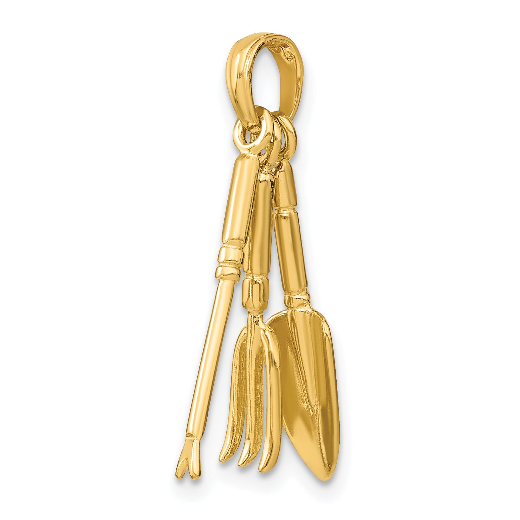 10K Yellow Gold 10K 3-D Moveable Garden Hand Tool Collection Charm