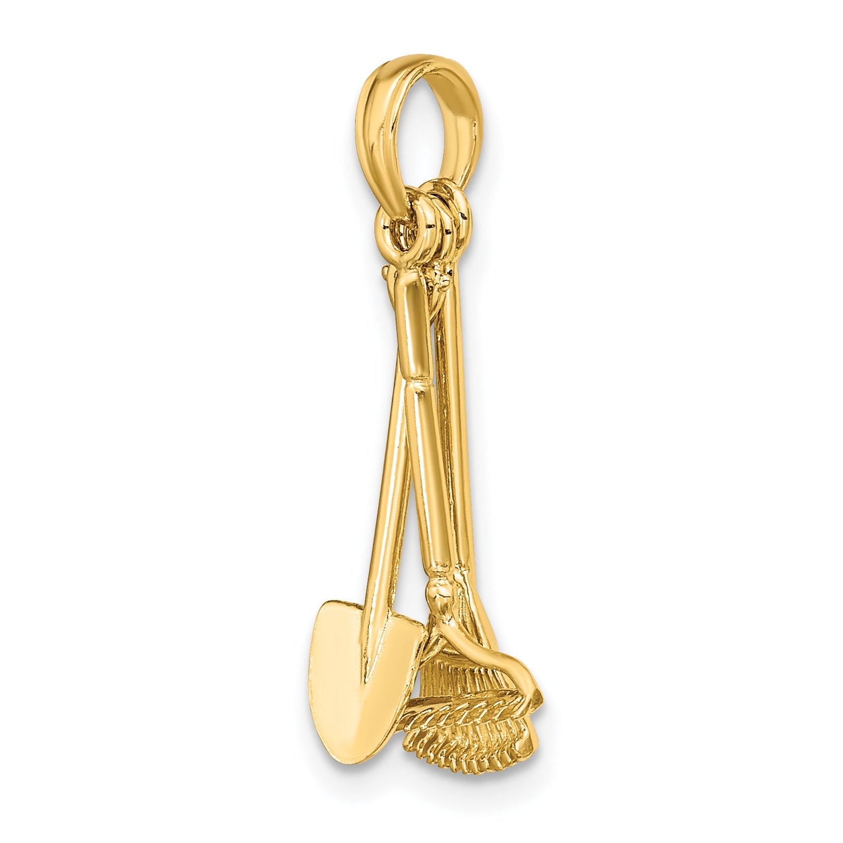 10K Yellow Gold 10K 3-D Moveable Garden Tool Collection Charm