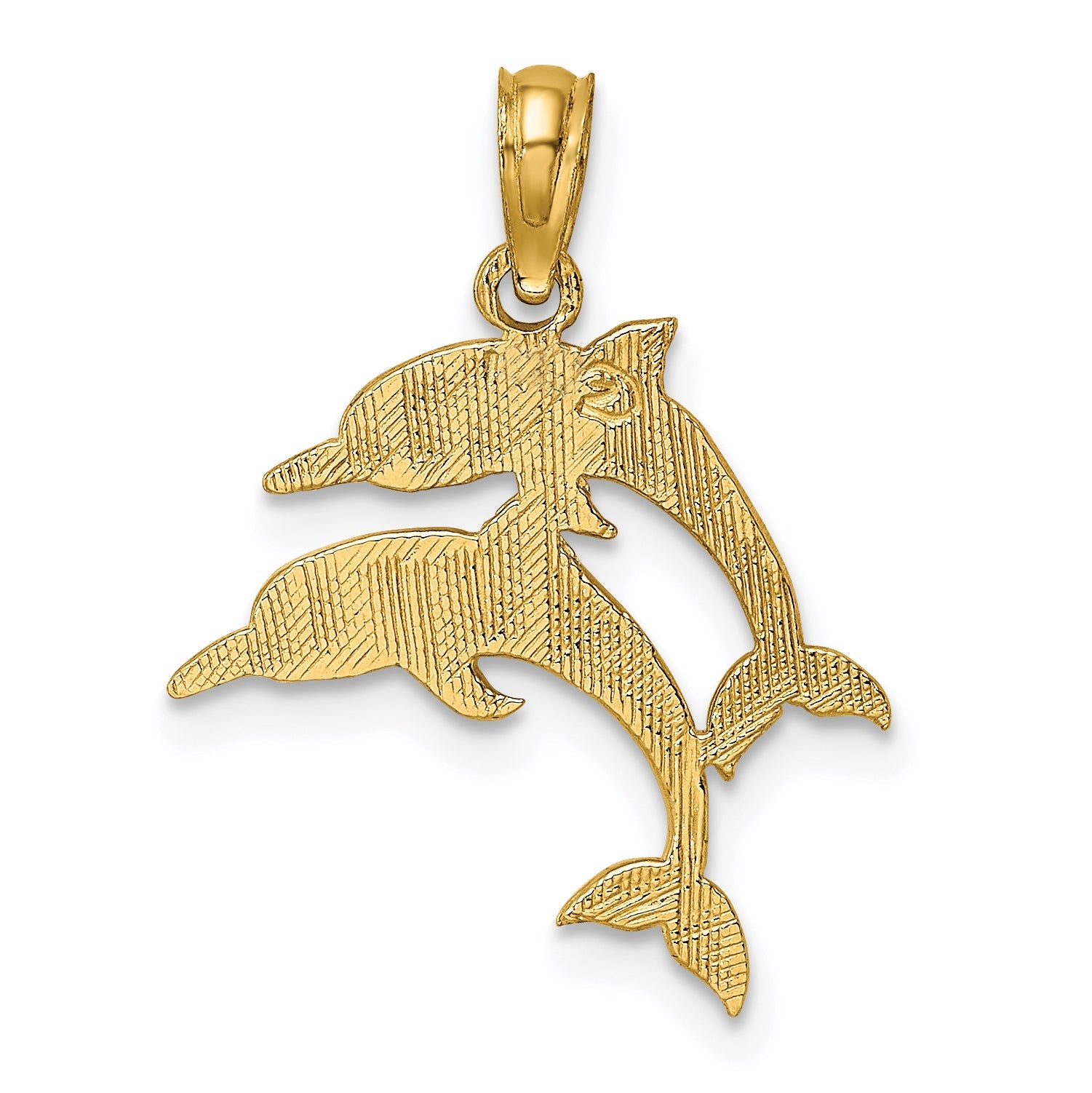 10K Yellow Gold 10K Double Dolphins Charm