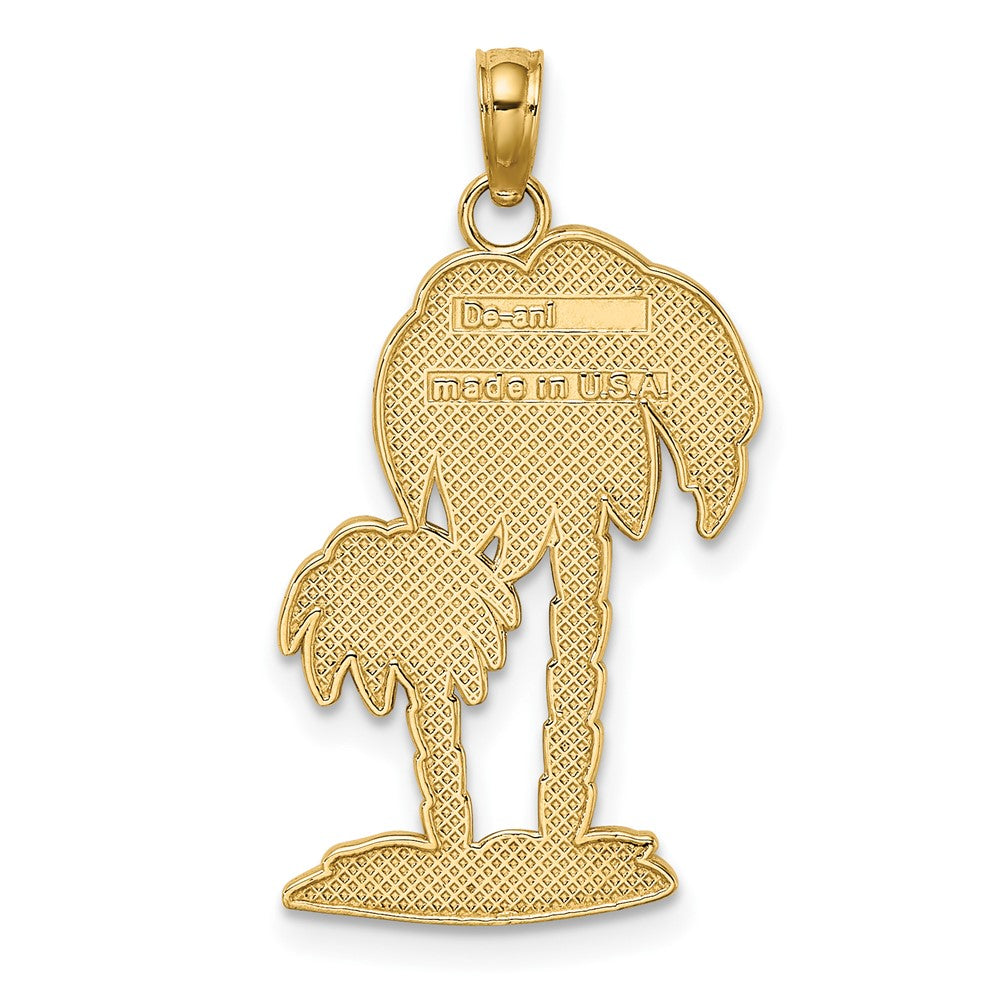 10K Yellow Gold 10K 2-D Textured Double Palm Trees Charm