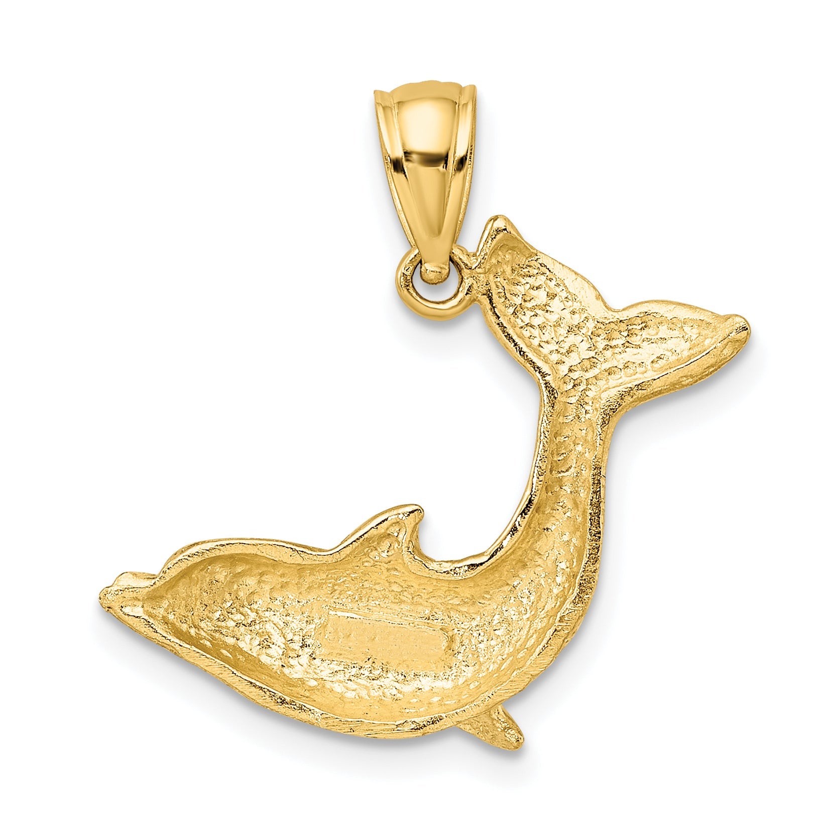 10K Yellow Gold 10K Textured Dolphin Jumping Charm