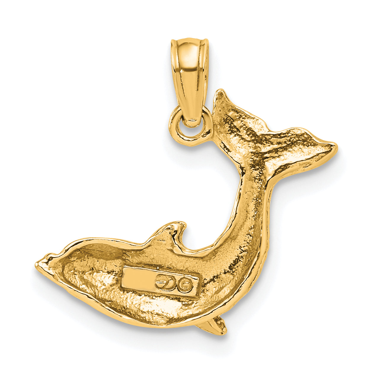 10K Yellow Gold 10K Textured Dolphin Jumping Charm