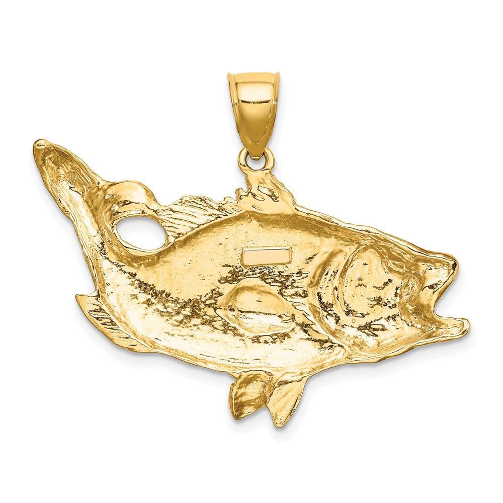 10K Yellow Gold 10K Open Mouth Bass Fish Charm