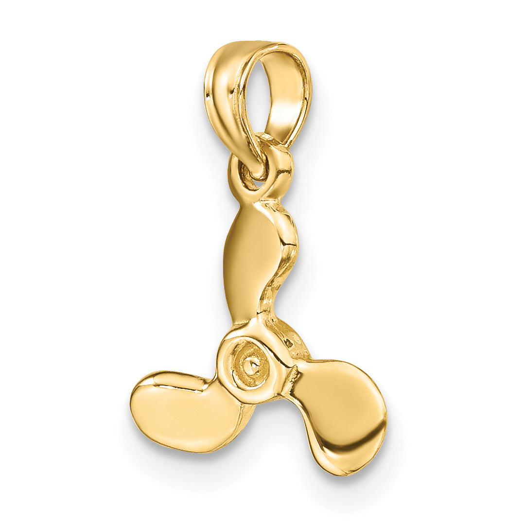 10K Yellow Gold 10K 3-D Polished Mini Three Blade Propeller Charm
