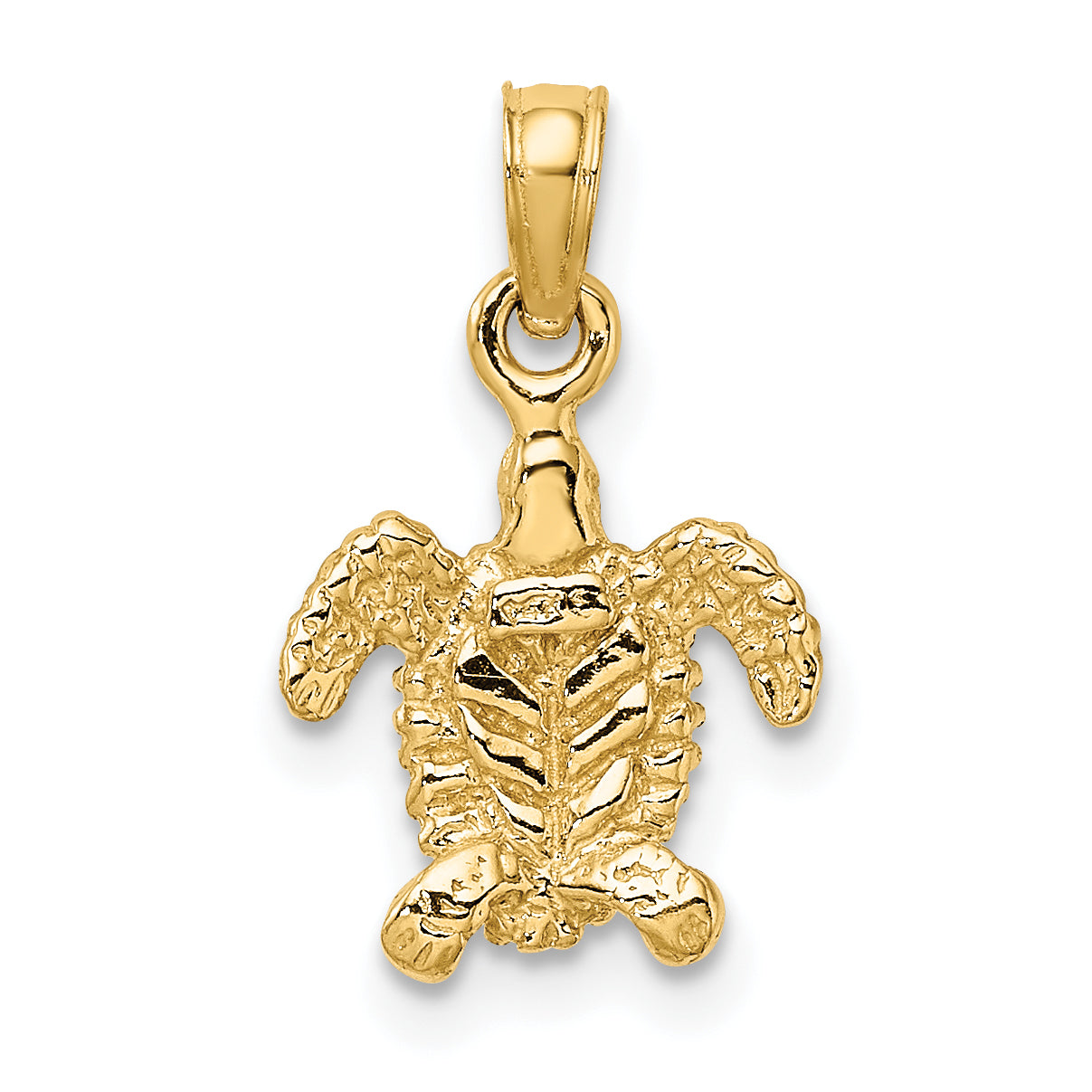 10K Yellow Gold 10K 3-D Mini Sea Turtle Charm