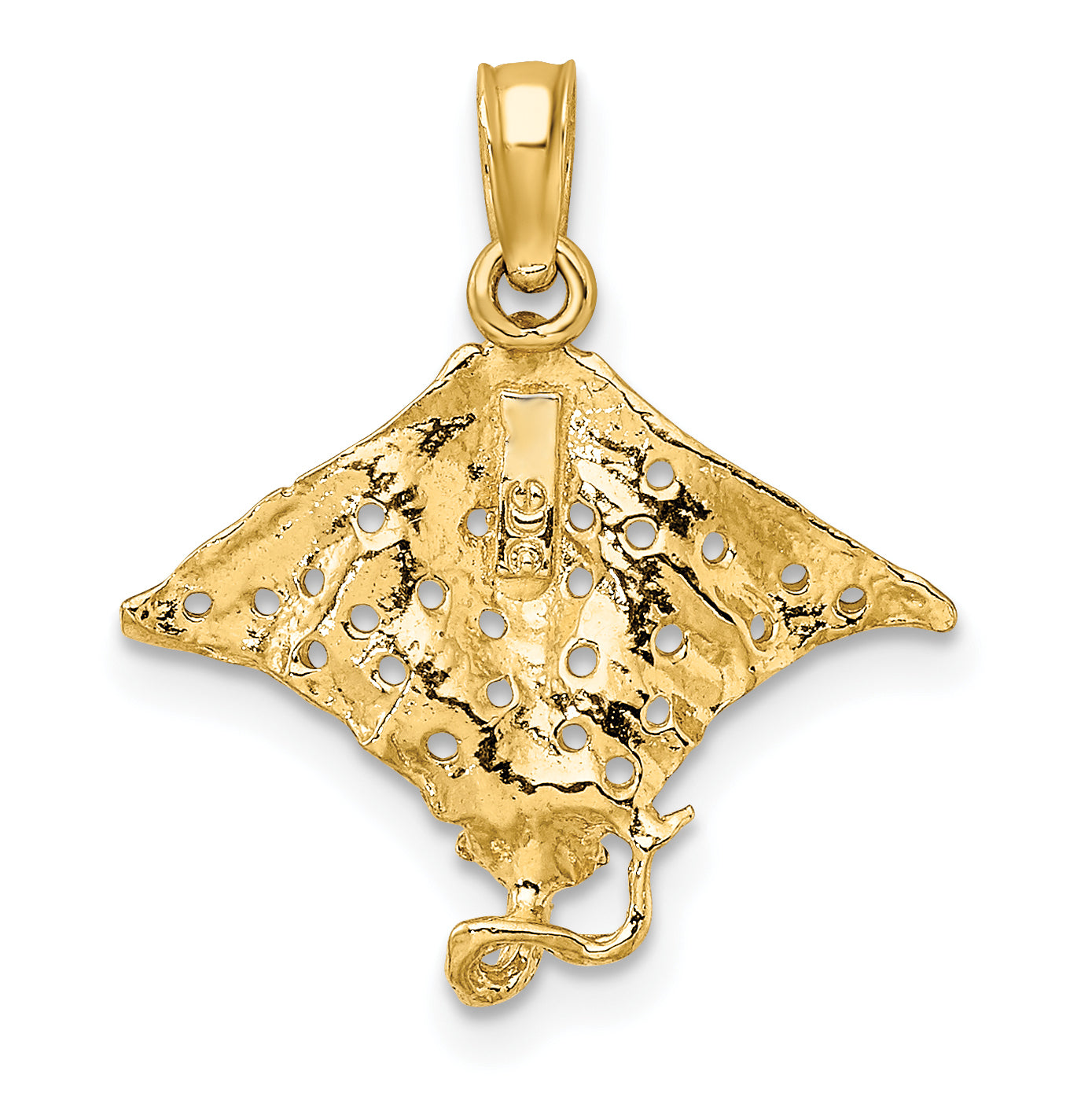 10K Yellow Gold 10K 2-D Spotted Eagle Ray W/ Holes Charm
