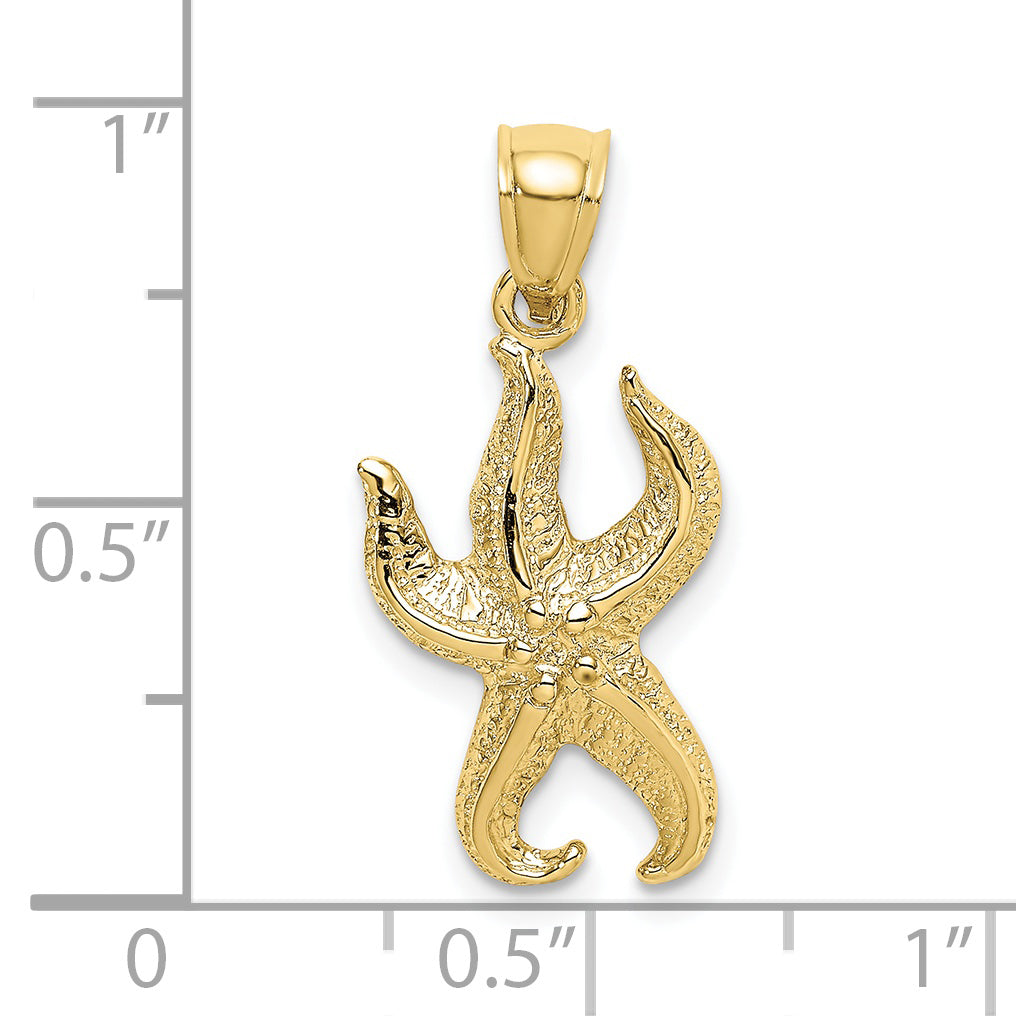 10K Yellow Gold 10K Textured Starfish Charm