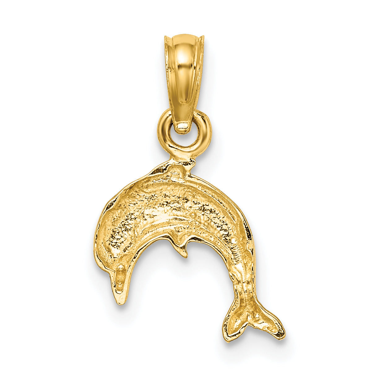10K Yellow Gold 10K Textured Mini Dolphin Jumping Charm
