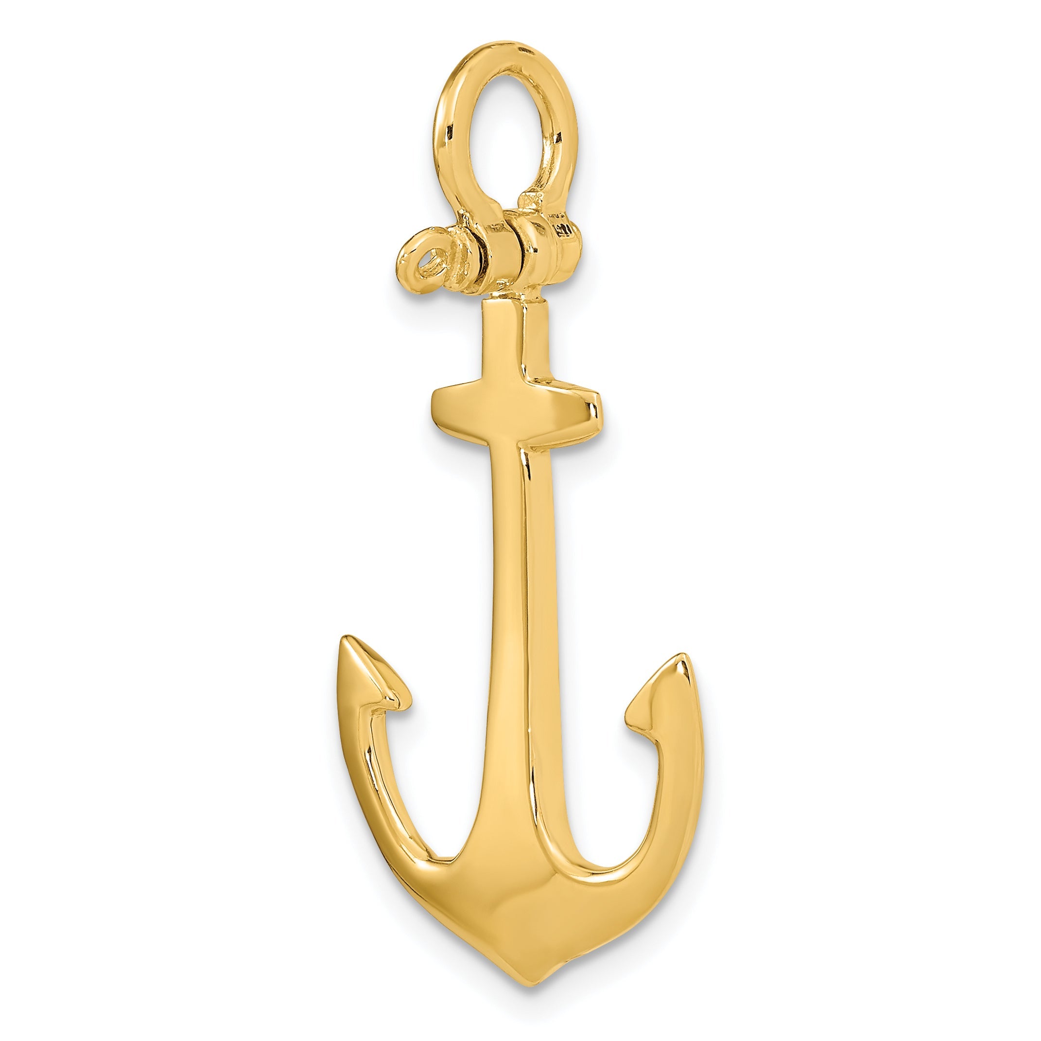 10K Yellow Gold 10K 3-D Polished Anchor Charm