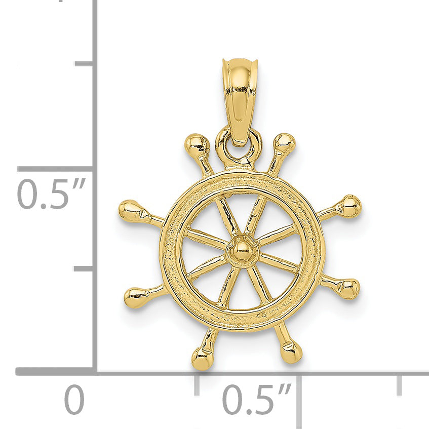 10K Yellow Gold 10K 2-D Ship Wheel Charm