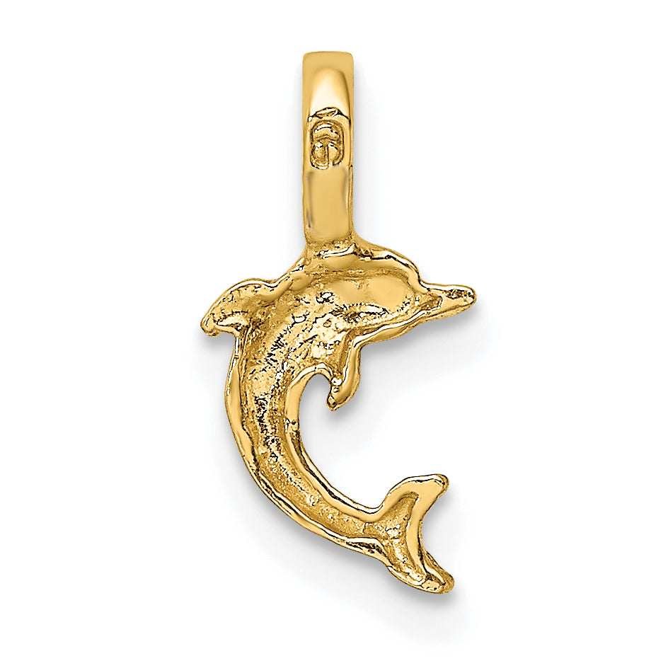 10K Yellow Gold 10K Mini Jumping Dolphin W/ Fixed Bail Charm