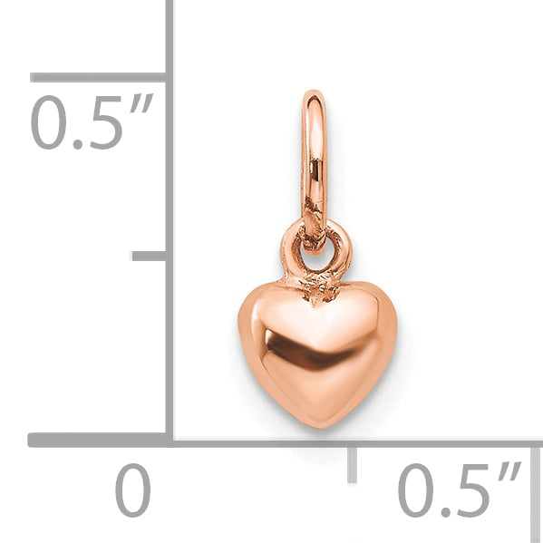 10K Rose Gold 10K Polished 3-D Heart Charm
