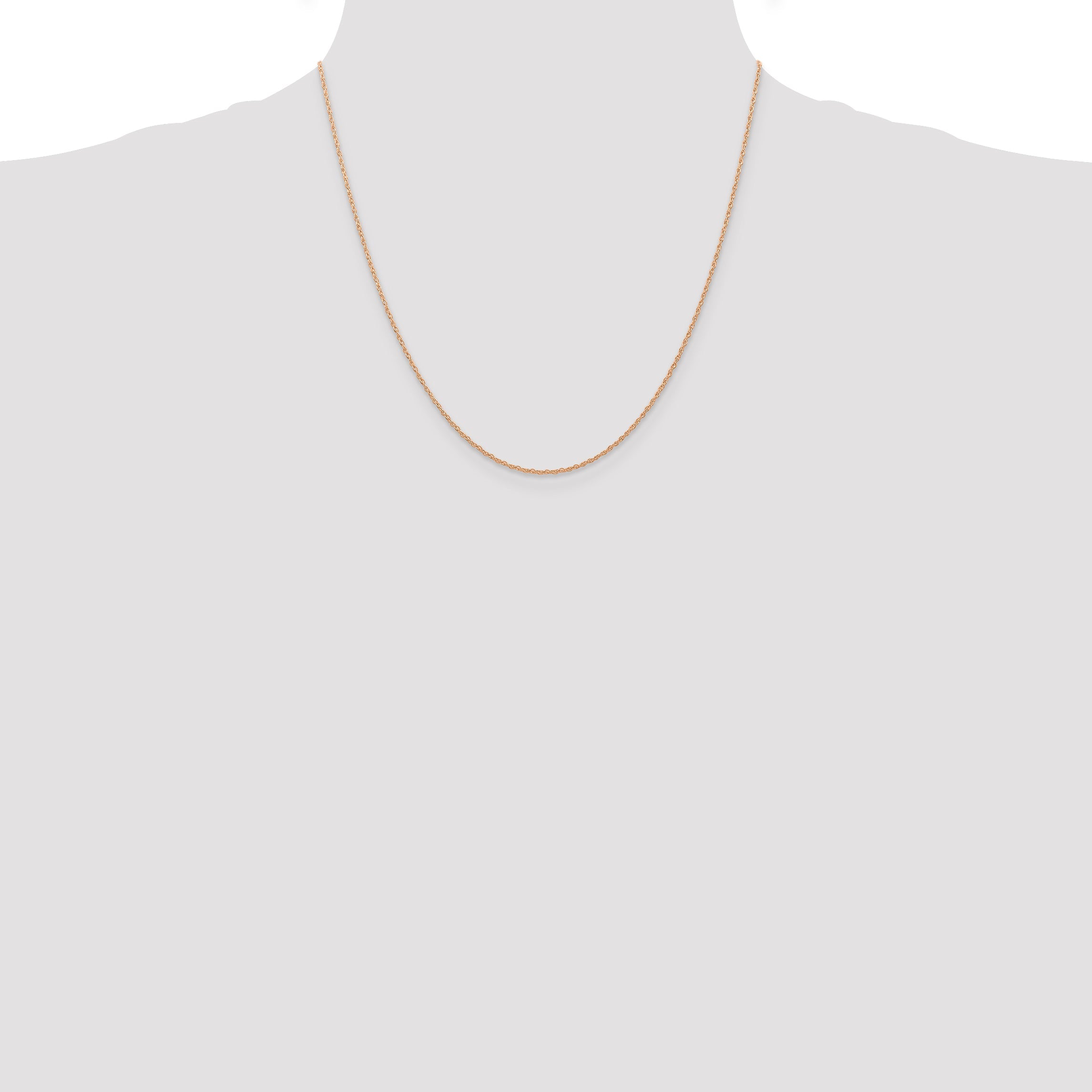 2 Inch 10K Rose Gold .7 mm Carded Cable Rope Chain Necklace