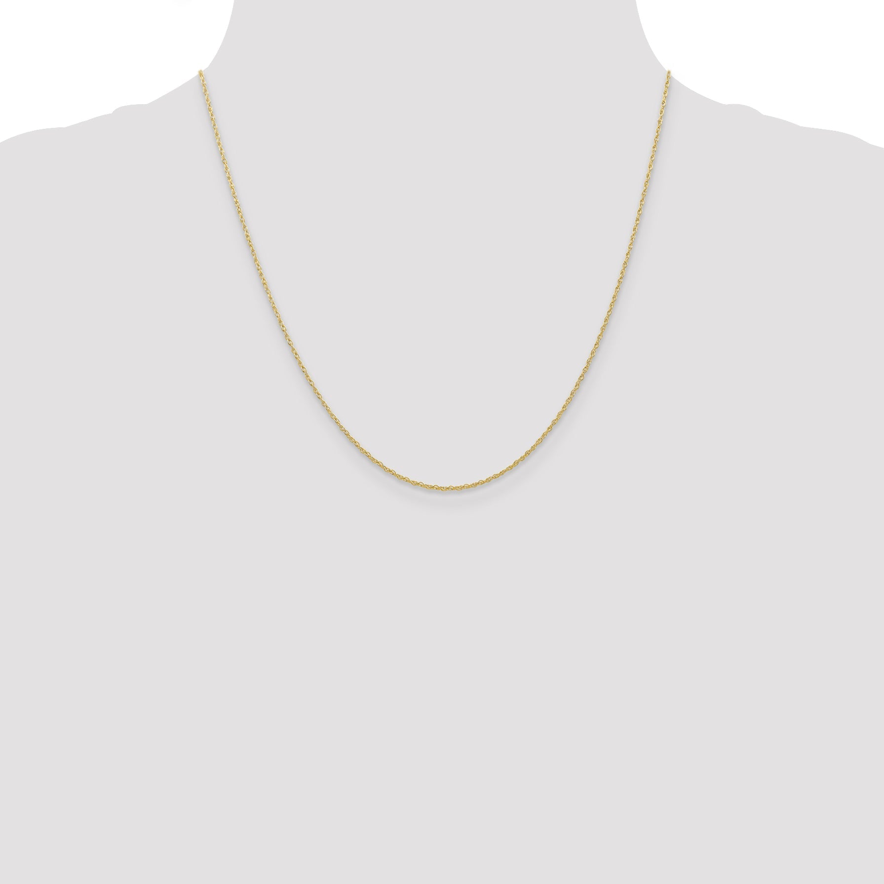 2 Inch 10K Yellow Gold .7mm Carded Cable Rope Chain Necklace