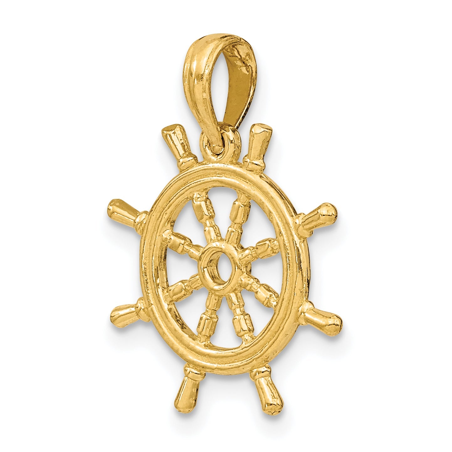 10K Yellow Gold 10K 3-D Ships Wheel Charm