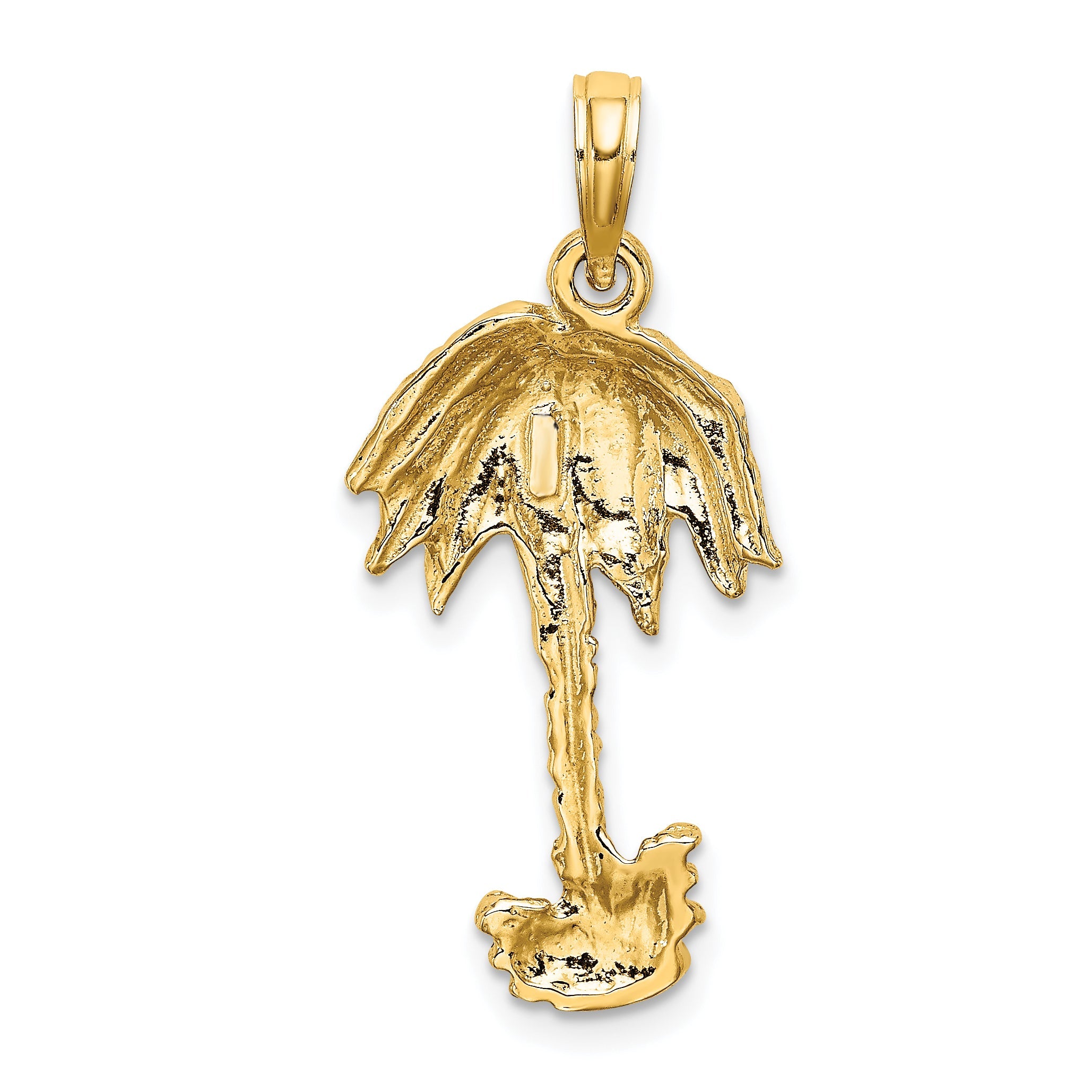 10K Yellow Gold 10K 2-D Textured Single Palm Tree Charm