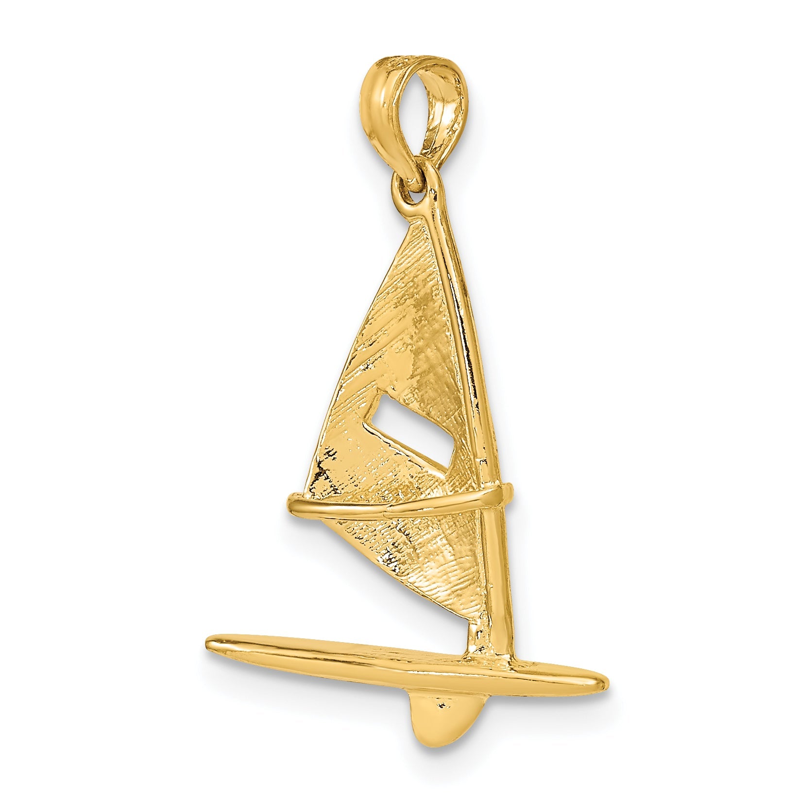 10K Yellow Gold 10K 3-D Textured Windsail Surfing Board Charm