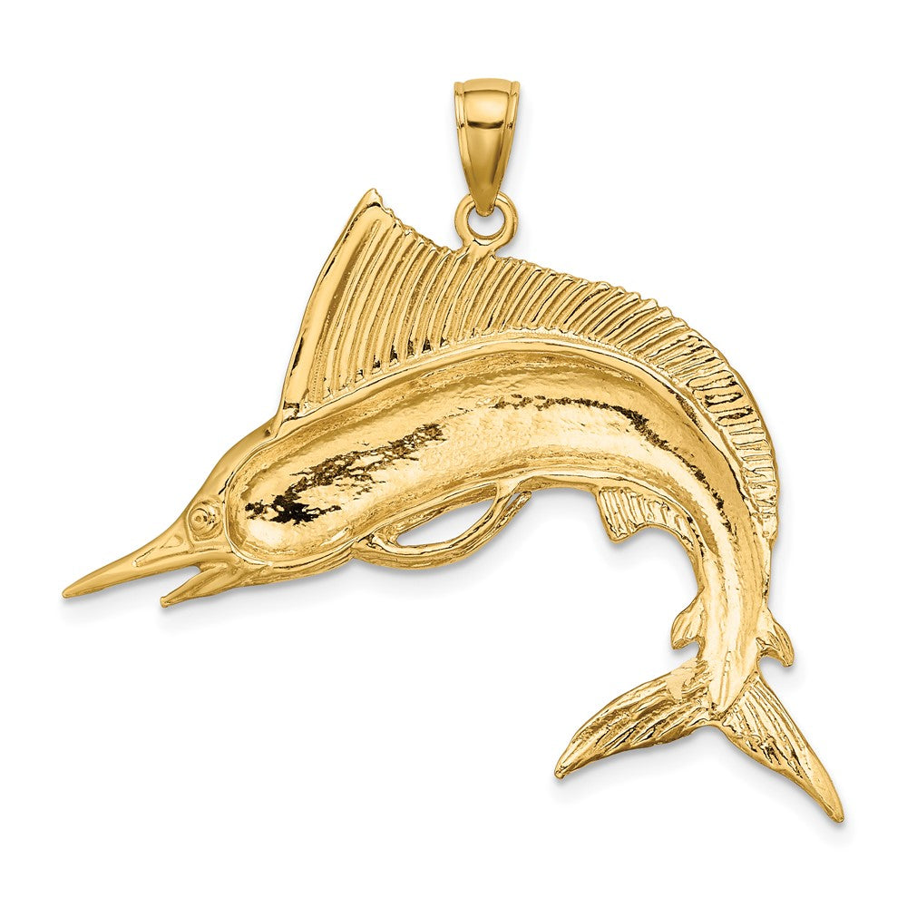 10K Yellow Gold 10K 2-D Polished / Satin Striped Marlin Charm
