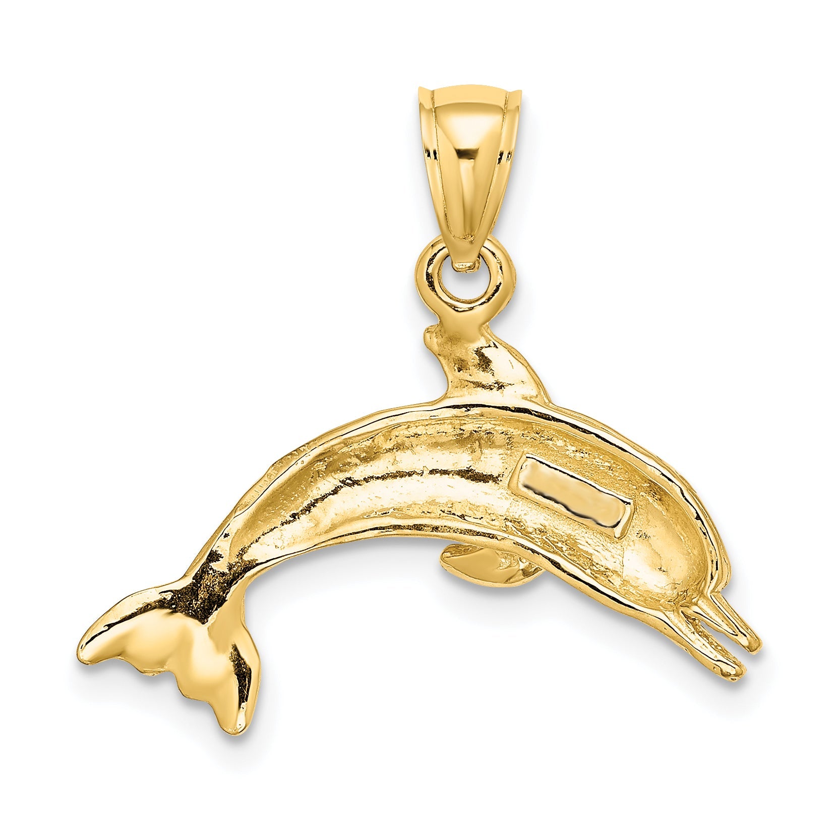 10K Yellow Gold 10K Textured Polished Dolphin Jumping Charm