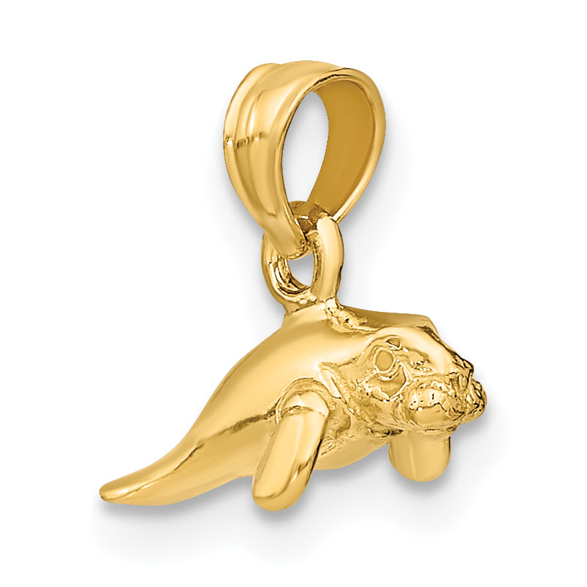 10K Yellow Gold 10K 3-D Polished Mini Manatee Charm