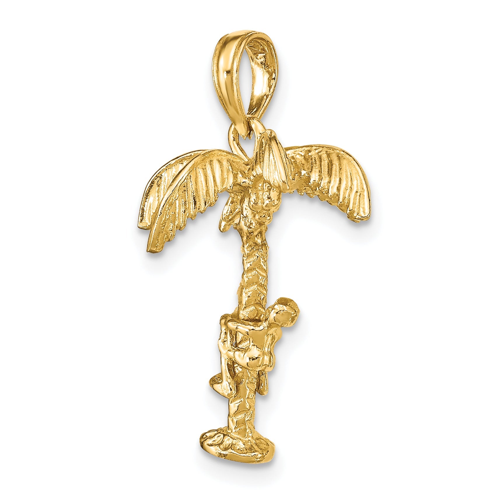 10K Yellow Gold 10K 3-D Palm Tree W/Moveable Man Charm