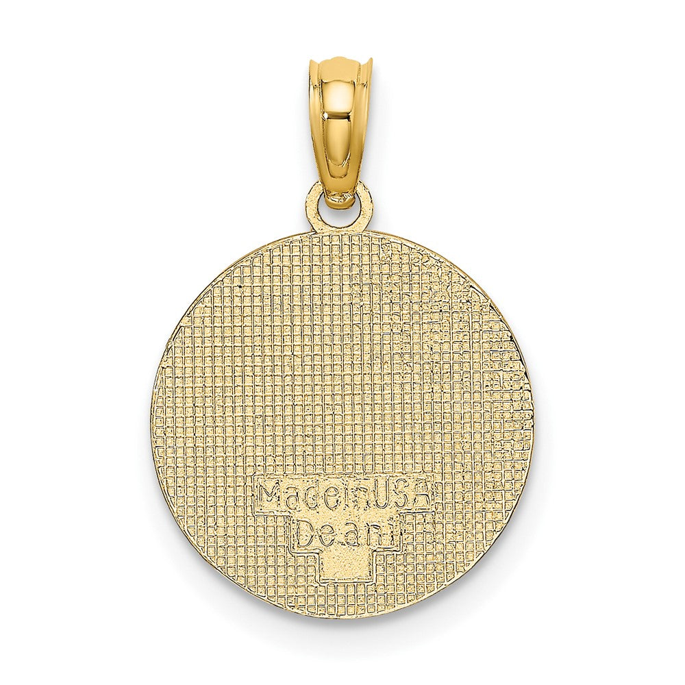 10K Yellow Gold 10K Textured Communion Cup On Round Disc Charm