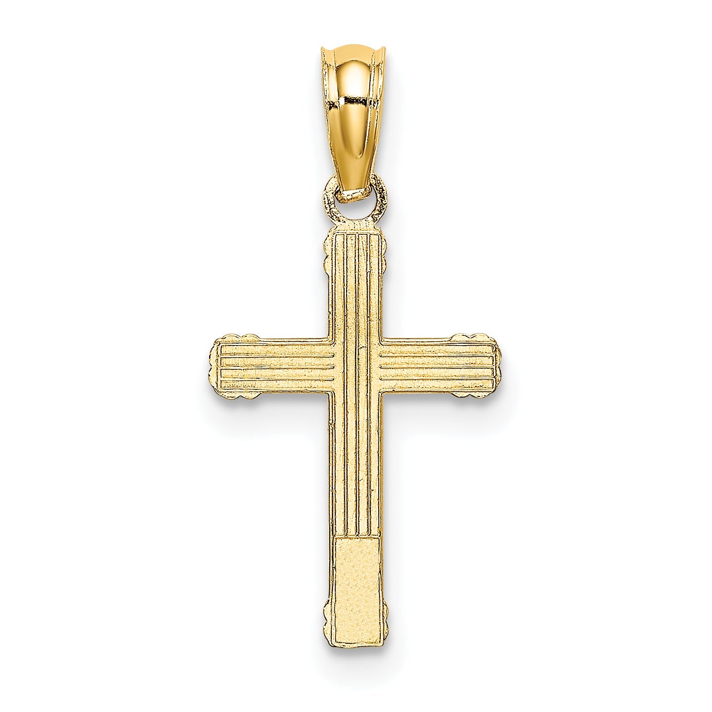 10K Yellow Gold 10K Textured W/ Center Heart Small Cross Charm