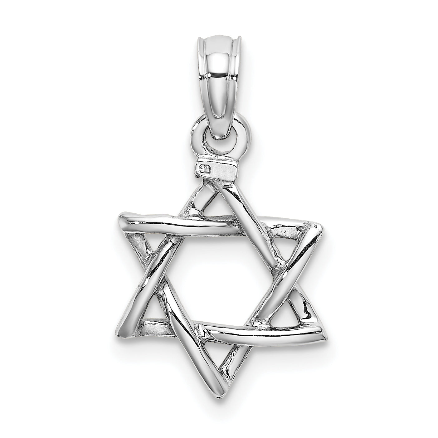 10K White Gold 10K 3-D Polished Star Of David Charm