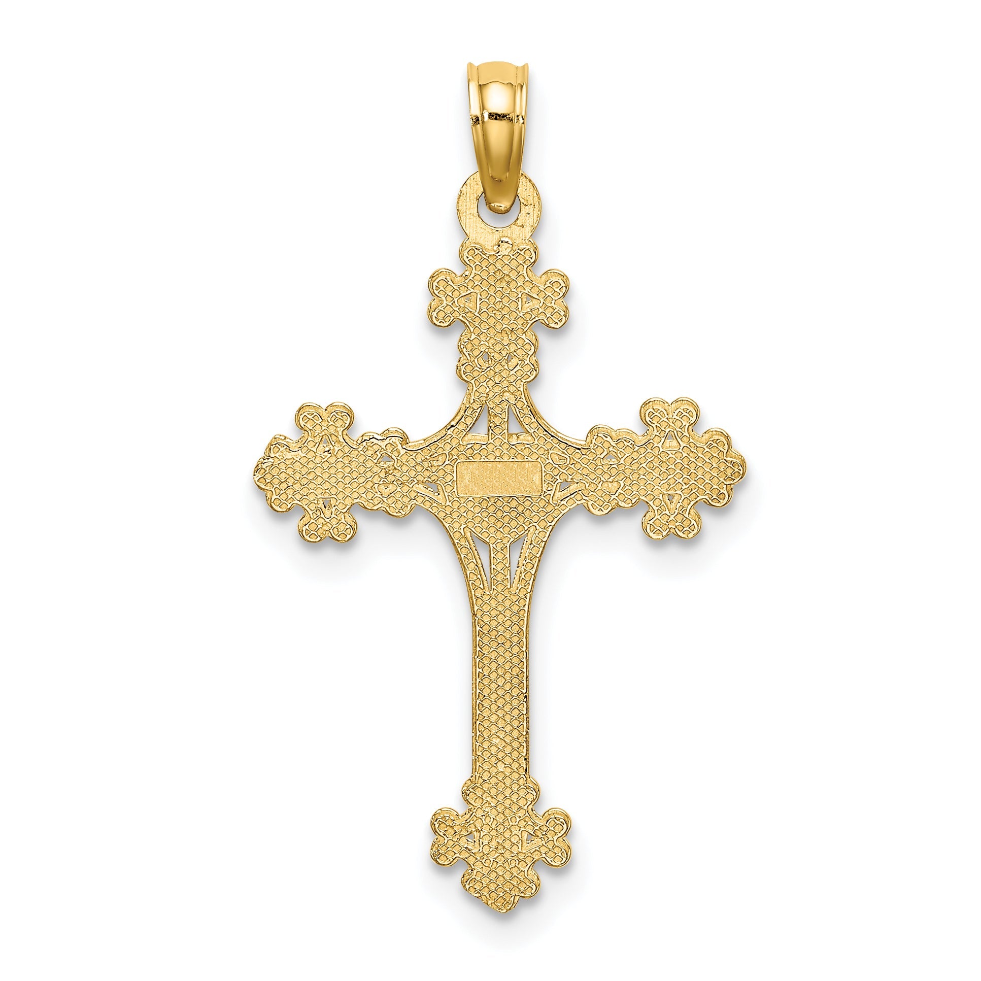 10K Yellow Gold 10K Beaded Tip Cross W/ Heart Center Charm