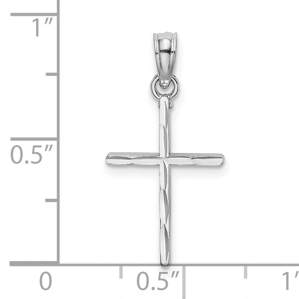 10K White Gold 10K D/C And Polished Cross Charm