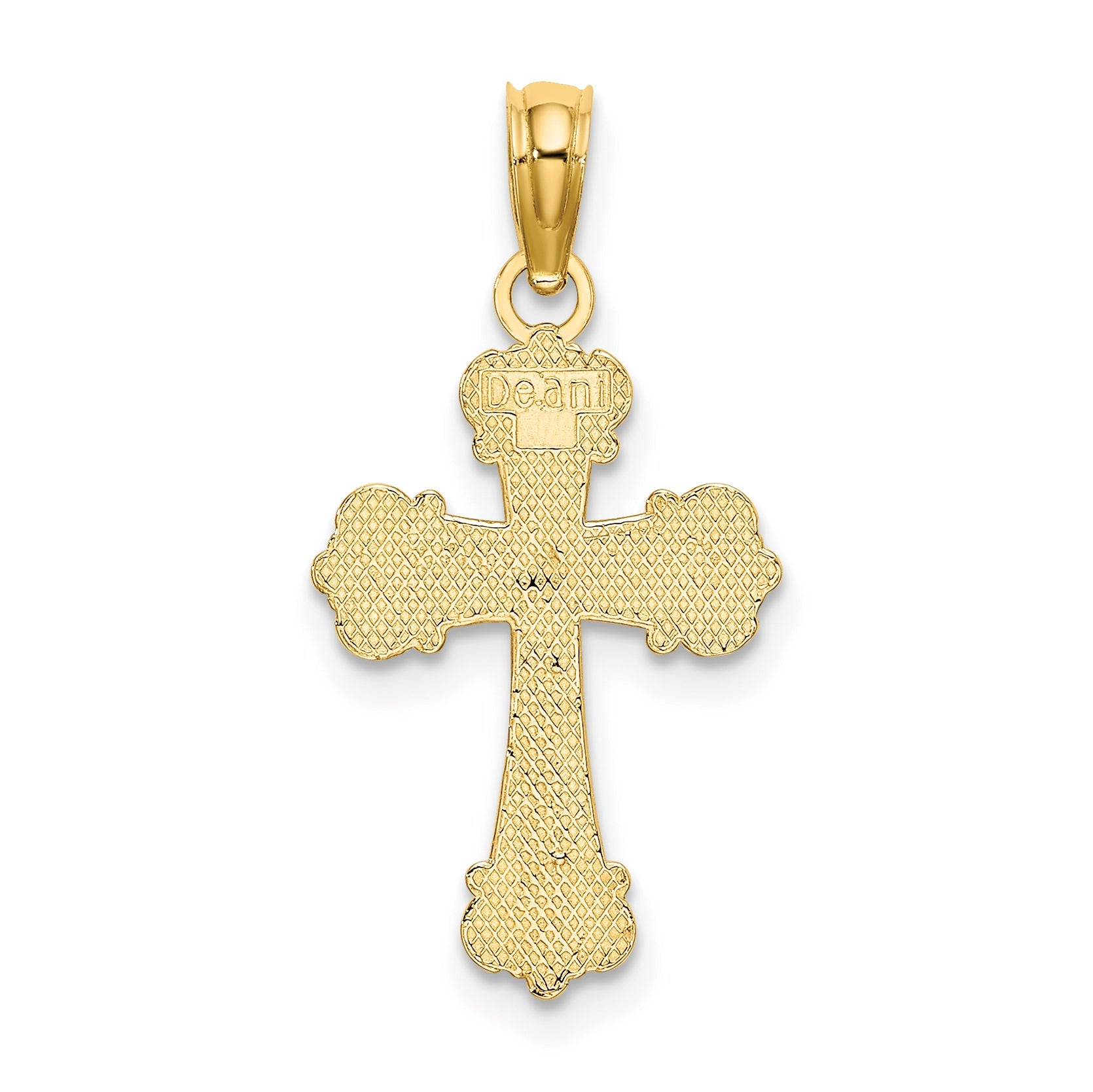 10K Yellow Gold 10K Cross W/ Scroll Tips And Button Center Charm
