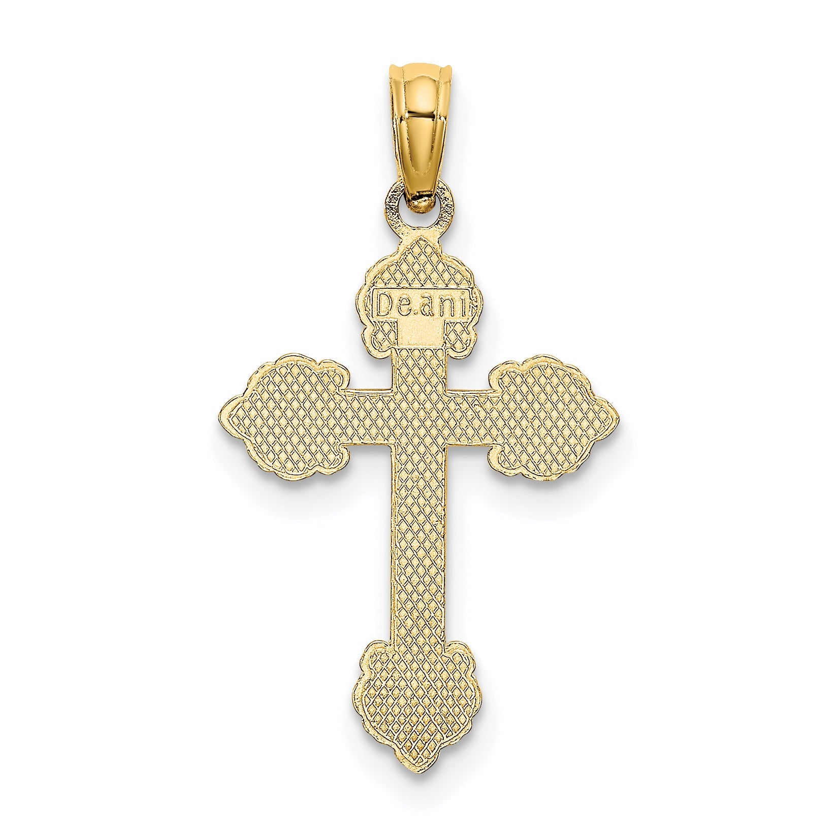 10K Yellow Gold 10K Polished And Textured Fancy Cross Charm