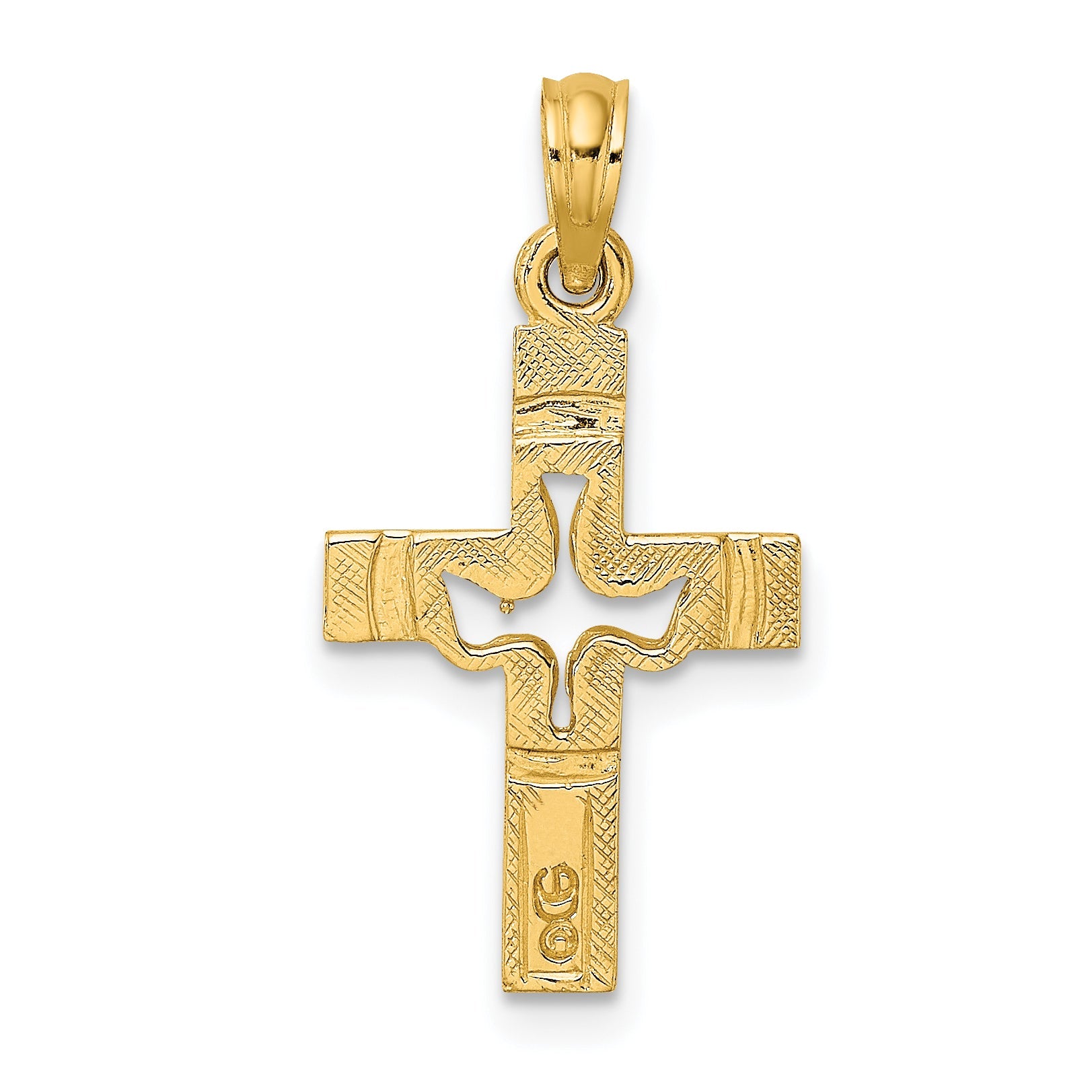 10K Yellow Gold 10K Dove In Cross Charm