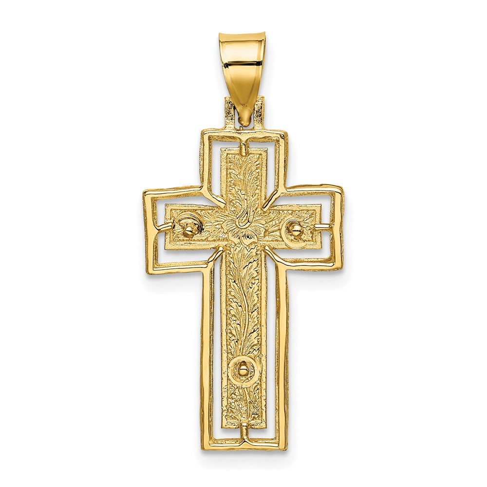 10K Yellow Gold 10K Textured Crucifix W/ Frame Charm