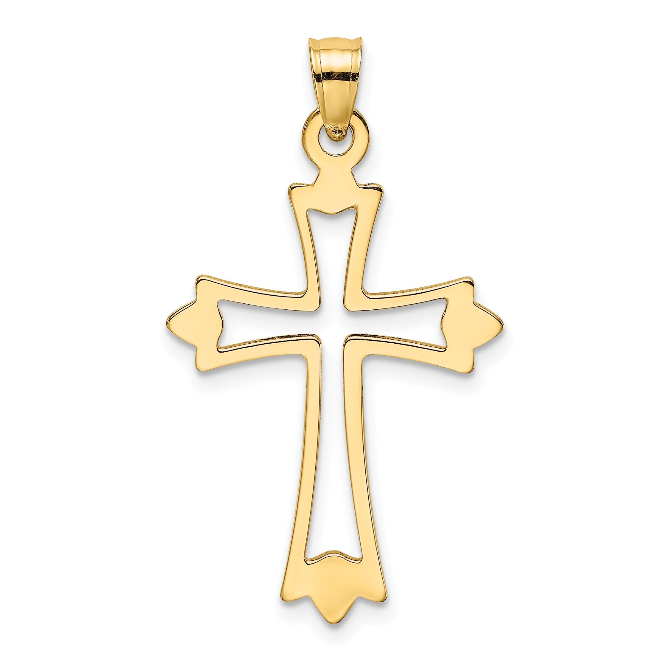 10K Yellow Gold 10K Polished And Cut-Out Cross Charm