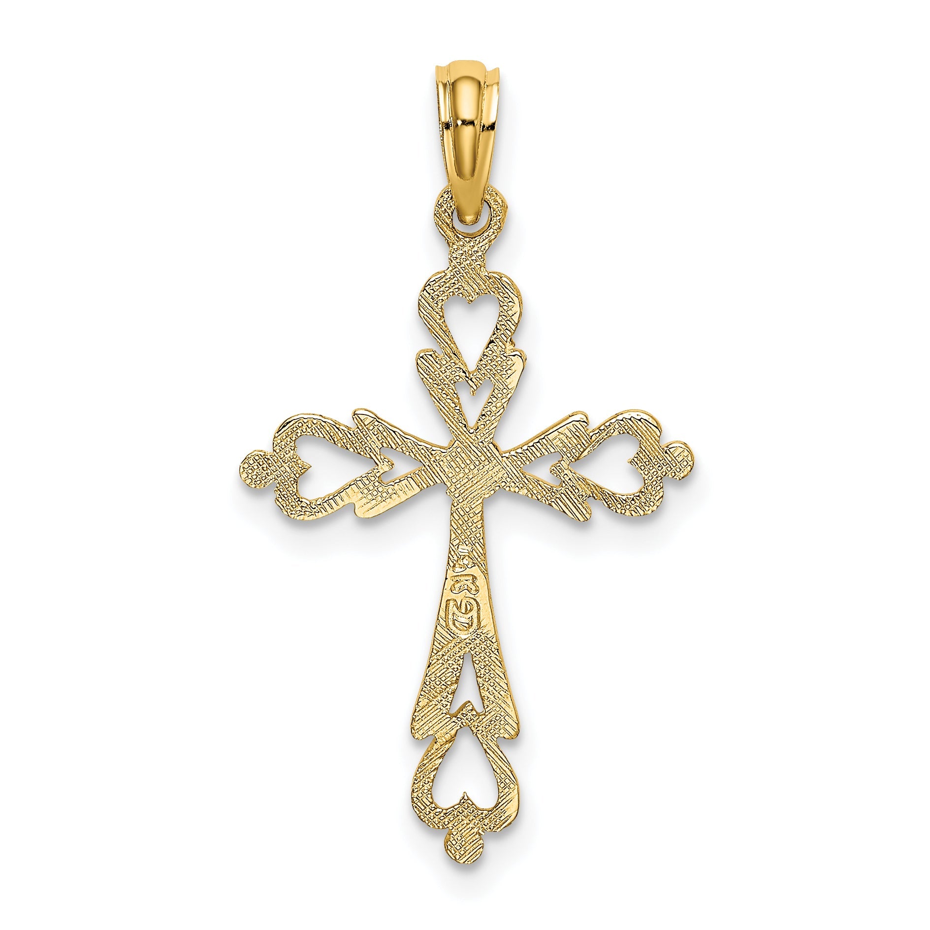 10K Yellow Gold 10K Cross Cut-Out W/ Heart Ends Charm