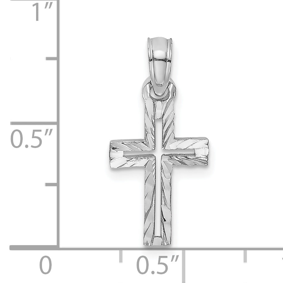10K White Gold 10K D/C Cross Charm