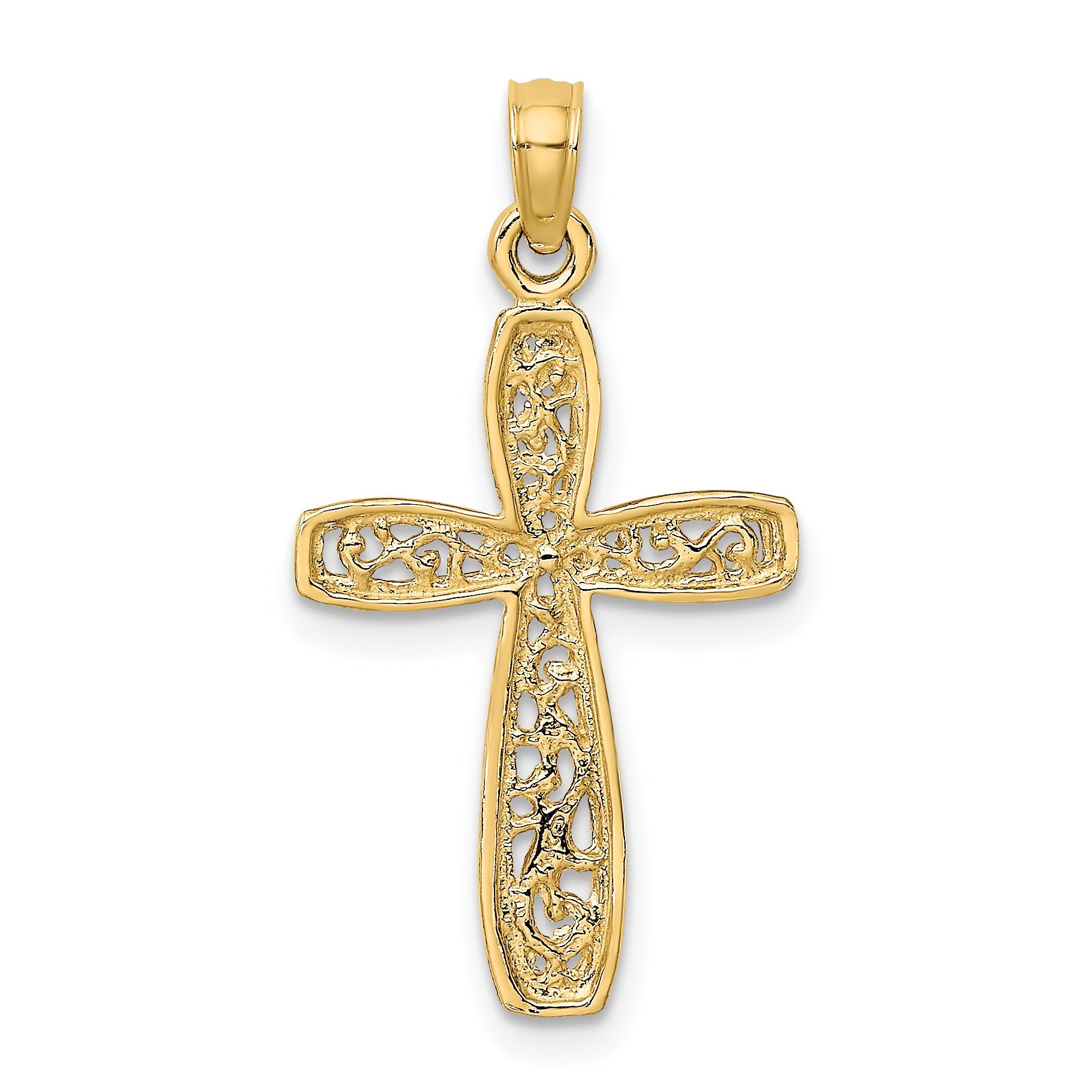 10K Yellow Gold 10K Cross W/ Filigree Center Charm