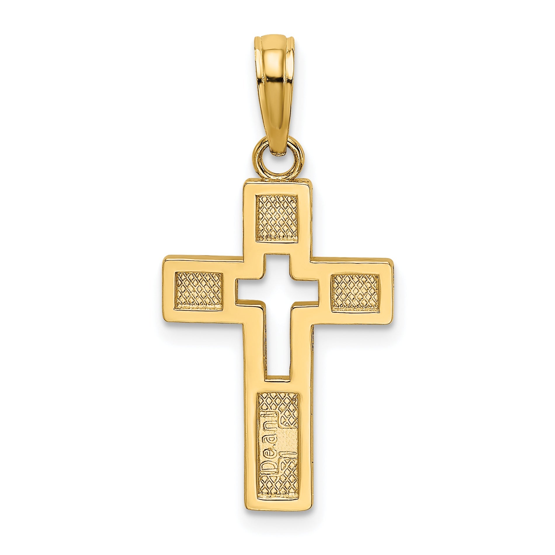 10K Yellow Gold 10K Polished Cut-Out Cross Charm