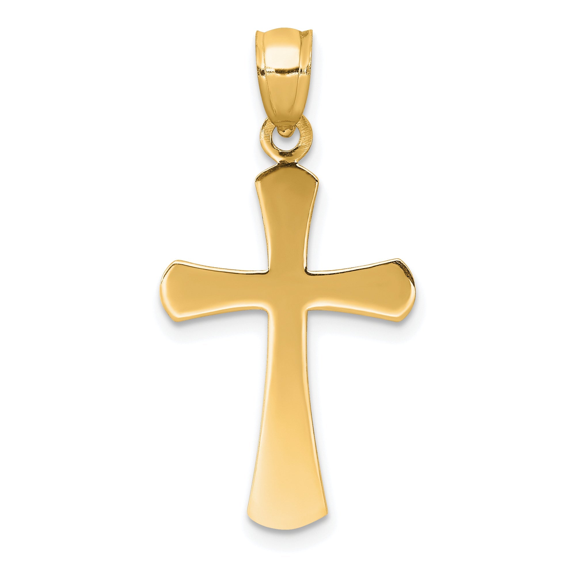 10K Yellow Gold 10K Polished Beveled Cross W/ Round Tips Charm