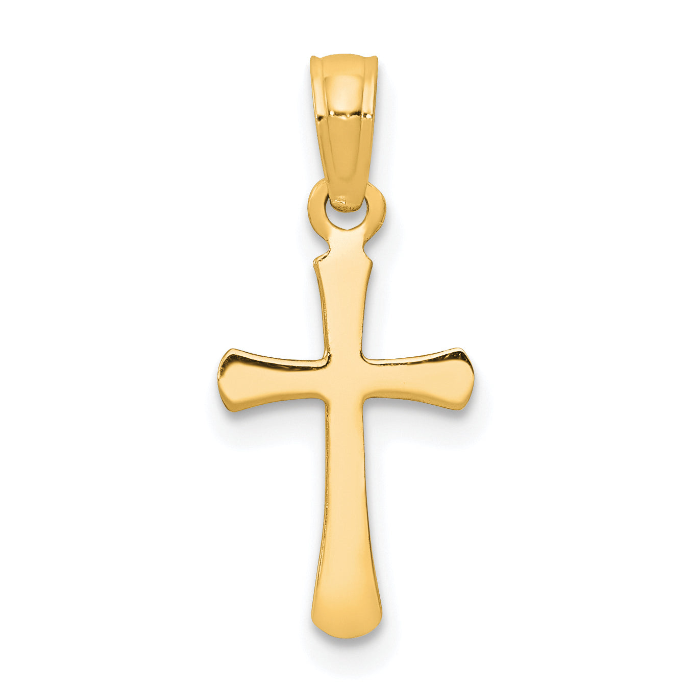 10K Yellow Gold 10K Polished Beveled Cross W/ Round Tips Charm