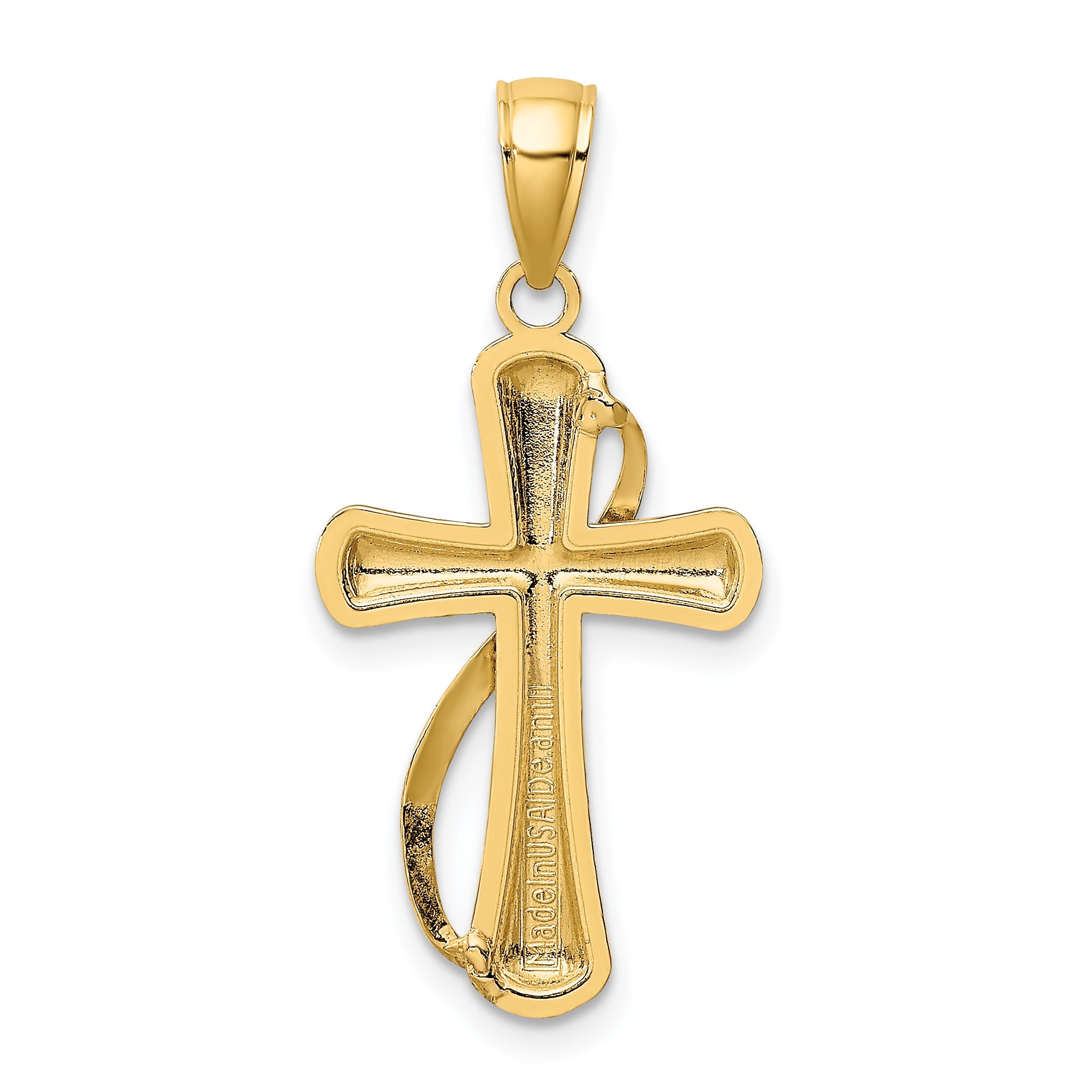 10K Yellow Gold 10K Cross With Drape Charm