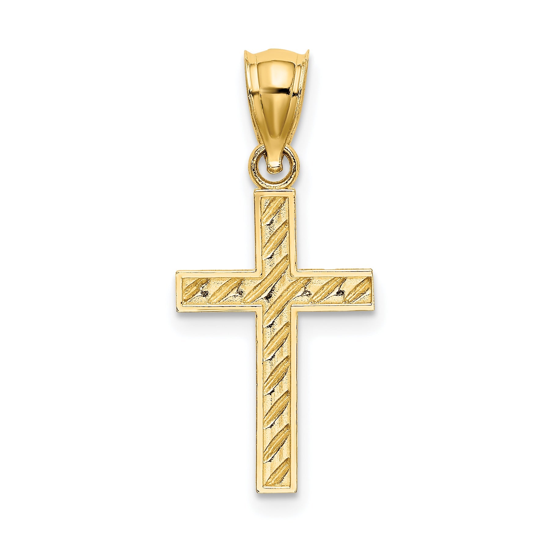 10K Yellow Gold 10K Beaded And Polished Cross Charm