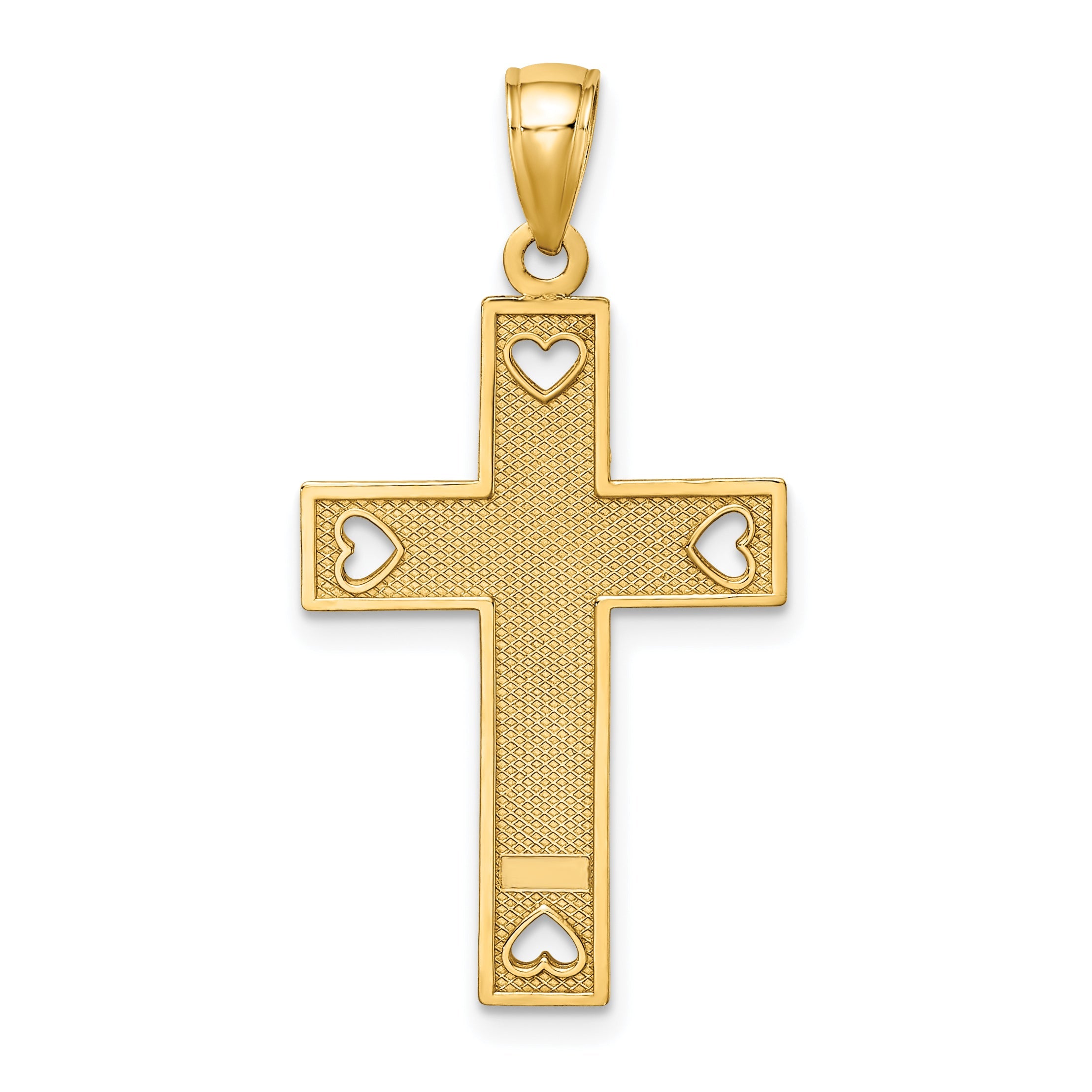 10K Yellow Gold 10K I Love Jesus Cross W/ Hearts Charm