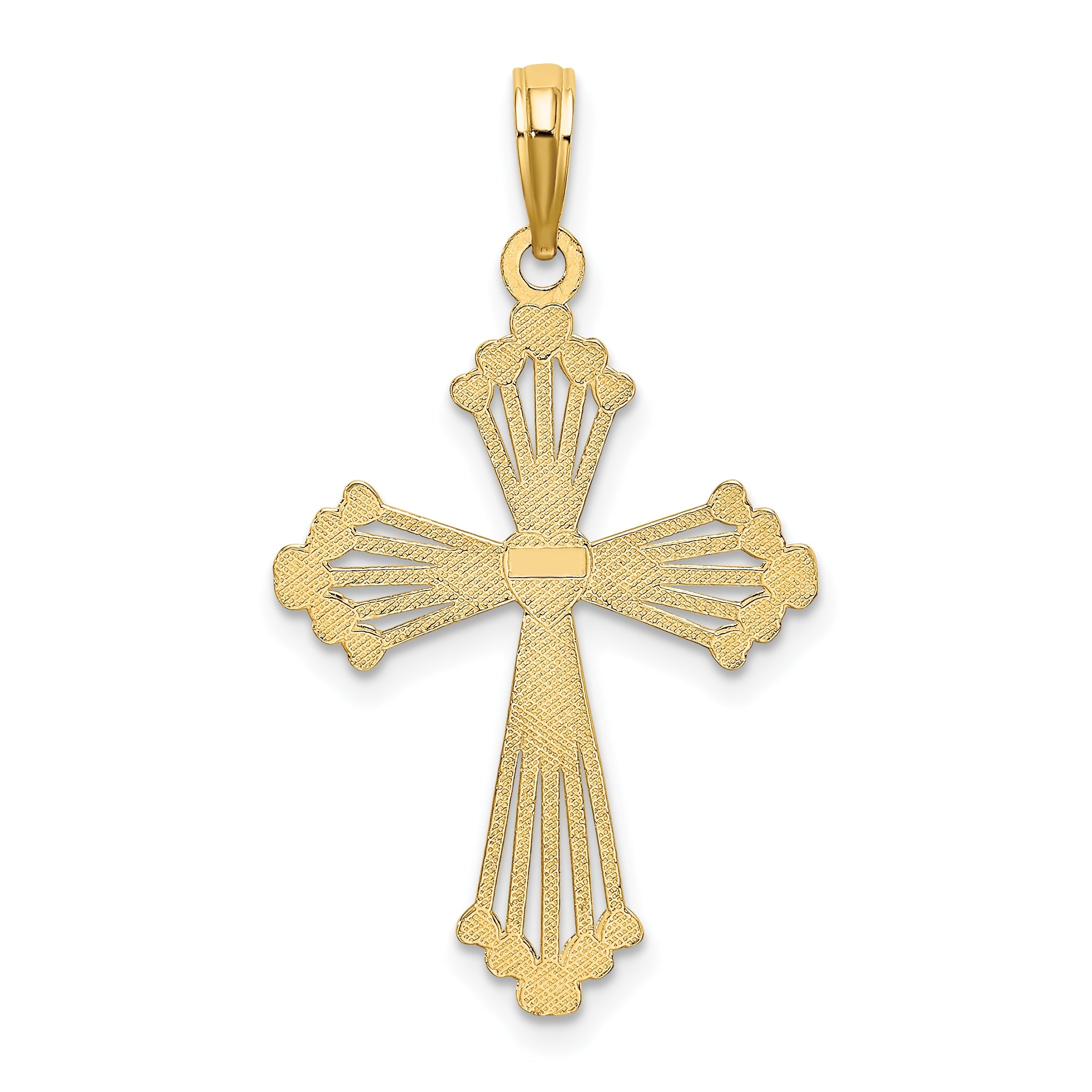 10K Yellow Gold 10K Cross W/ Heart Center Charm